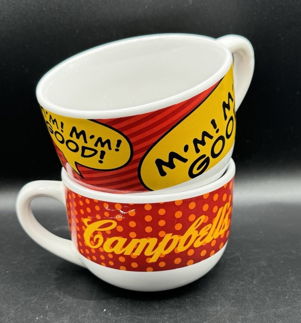 2 vintage Campbell's Soup mugs featuring the iconic "M'm! M'm! Good!" slogan A95